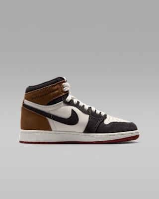 Nike Air Jordan 1 ブラウン/ホワイト/ブラック Tenis para niños pequeños Jordan 1 Retro High OG 